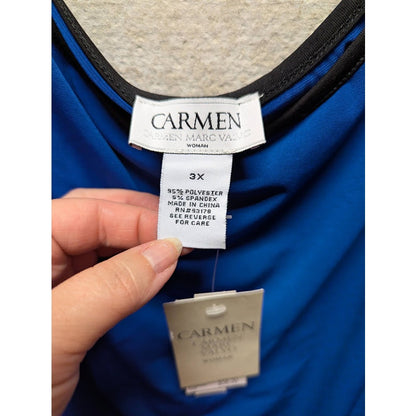 NWT Carmen Marc Valvo Cobalt Blue Blouse Open Sleeve Detail Plus size 3XL