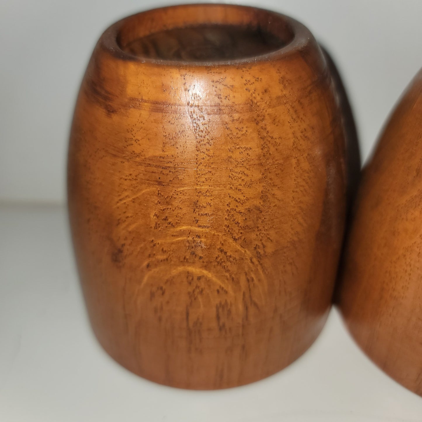 Pair hand turned wood  cups 4" tall