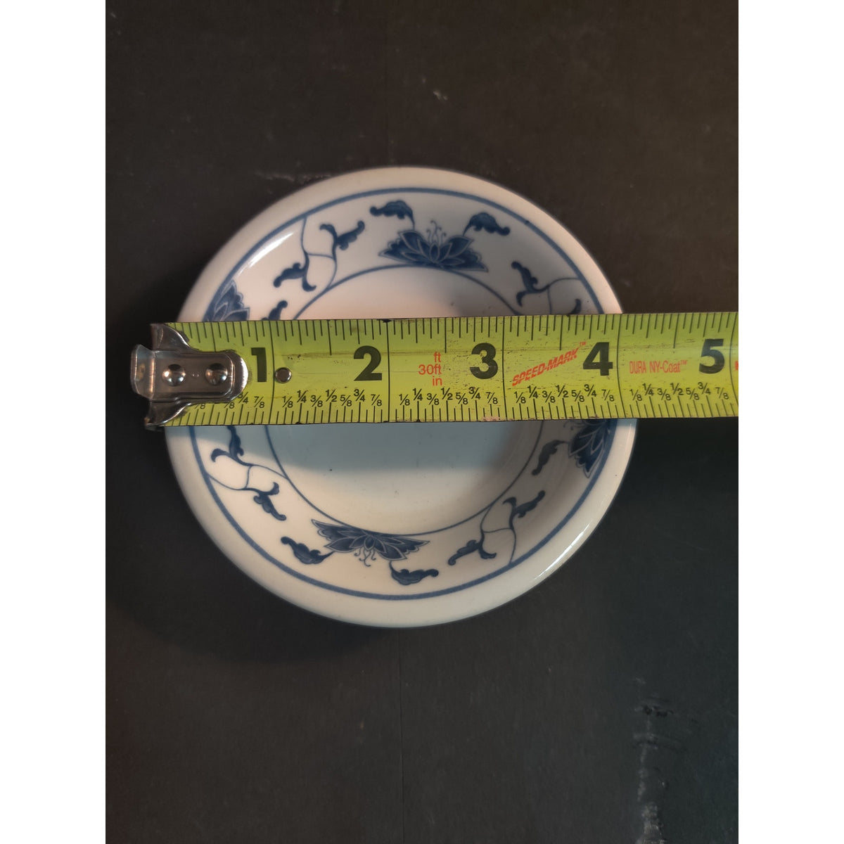 Vintage 4.5" Blue And White Porcelain Miniature Bowl Floral Trinket Dish Taiwan