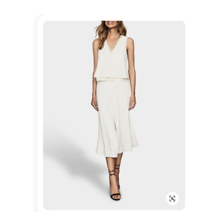 Reiss Viola Cream Layered size 16 dress midi NEW plus formal summer sleeveless