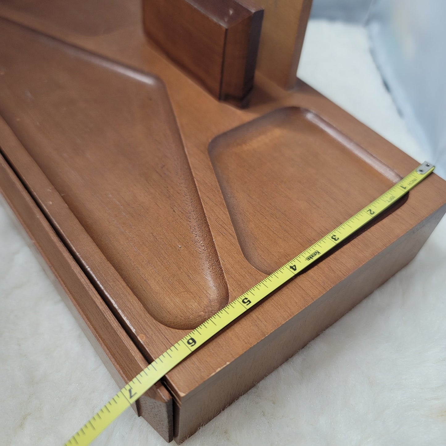 Mid-Century Modern Solid Wood Valet Box Gentleman's Desk Organizer Vanity Jewels