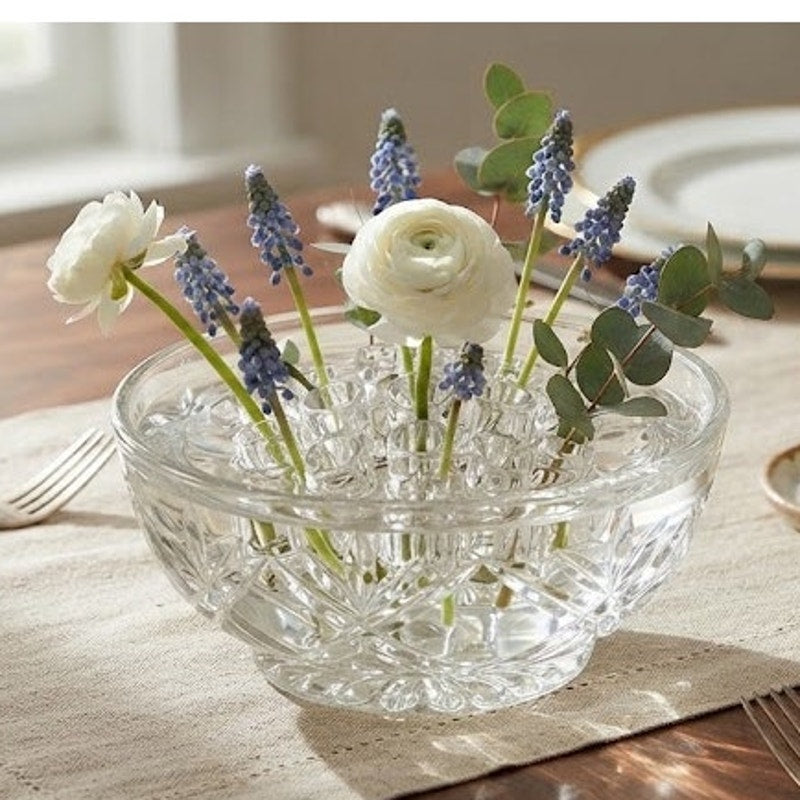 Vintage Clear Glass Flower Frog Floral Arranger Pin Holder Round