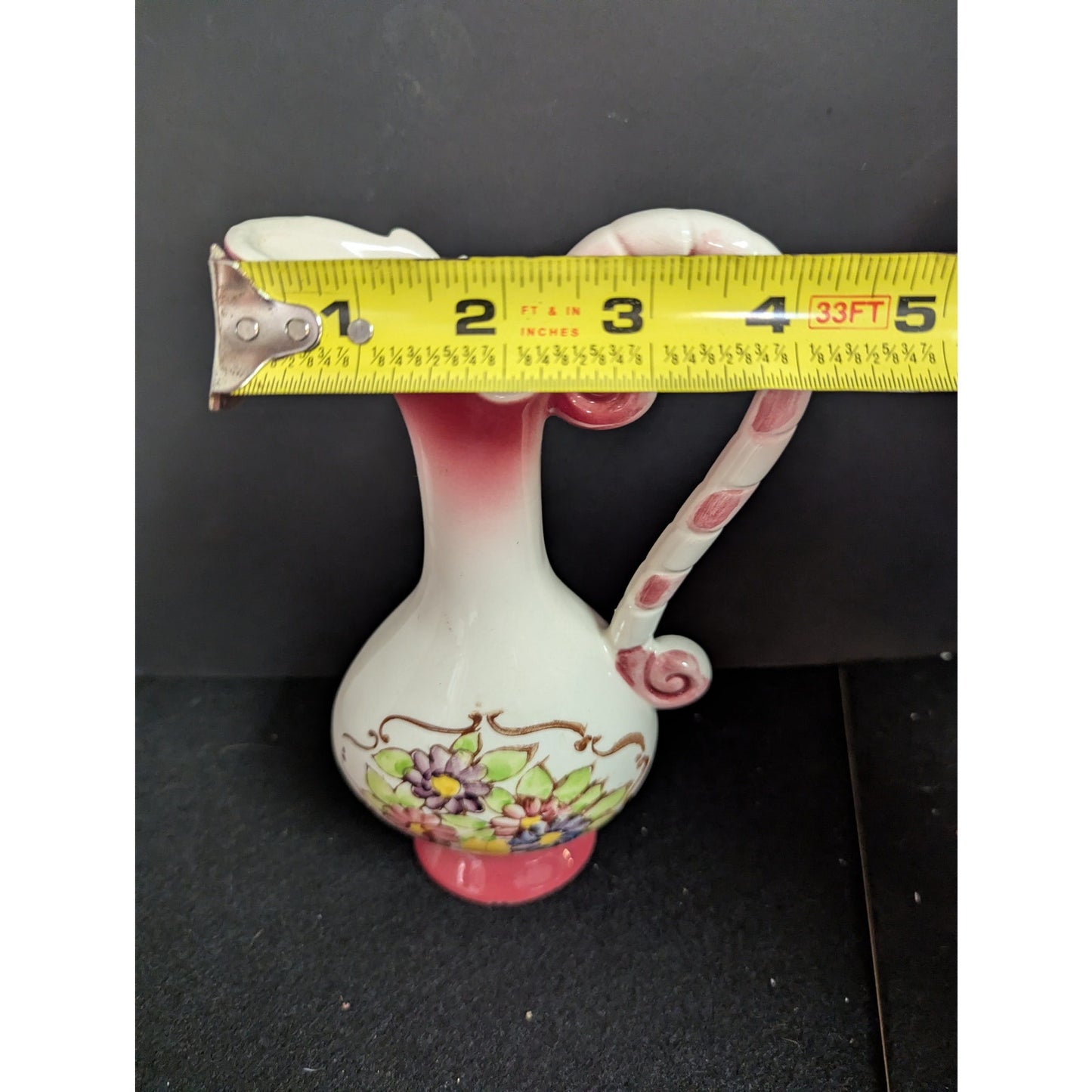 Vintage Hand Painted Lefton Pink Ewer Pitcher Vase Porcelain Japan