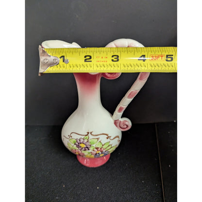 Vintage Hand Painted Lefton Pink Ewer Pitcher Vase Porcelain Japan