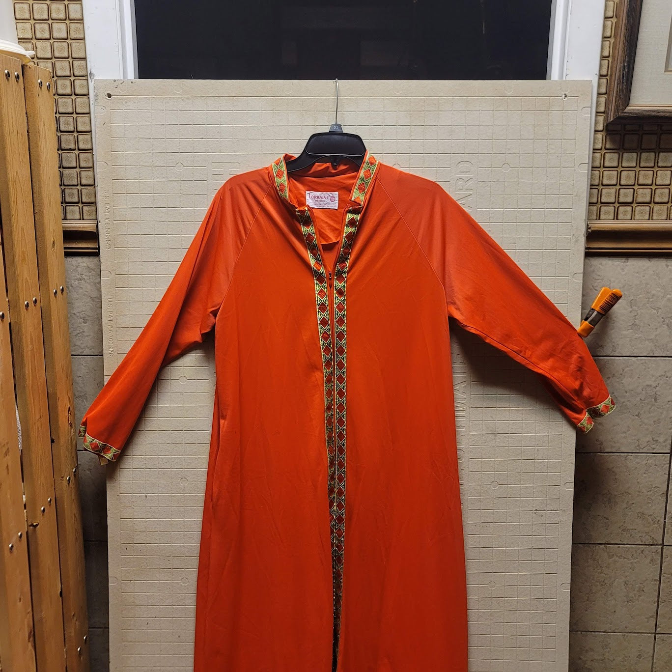 Lorraine Medium Vintage Gold Orange Robe House Coat Long Sleeve Maxi KAFTAN
