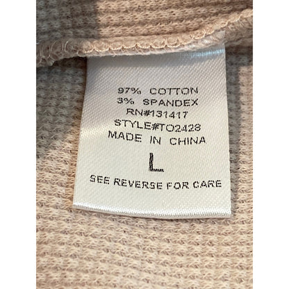 NWT Emelia Waffle Knit Thermal Raglan Bishop Sleeve Top Sz Large in Mocha Rust