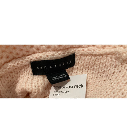Sanctuary Honeycomb Cowl Neck Pullover Knit Sweater Sz Large in Pink NWT