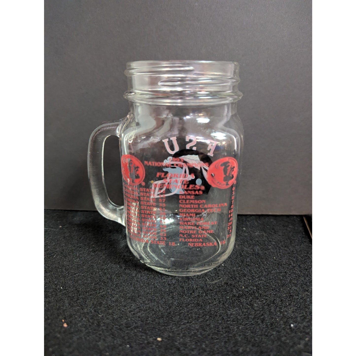 Vintage 1993 Florida State Seminoles National Champions Mason Jar Mug FSU