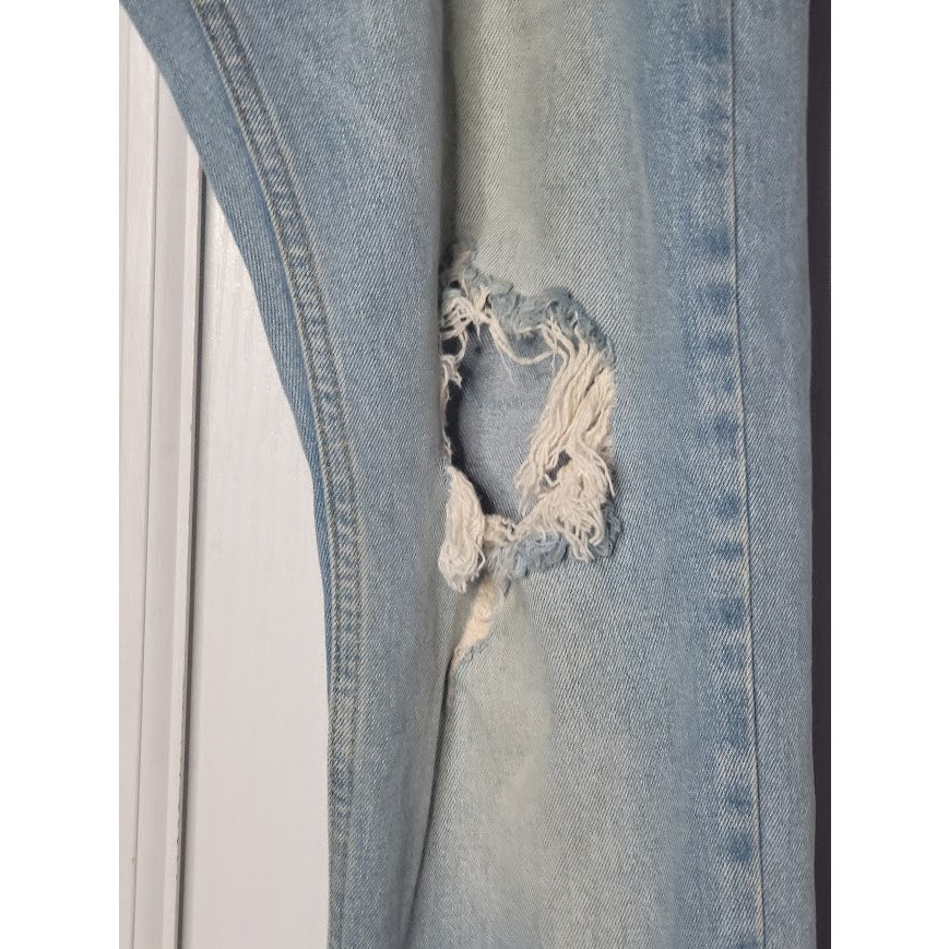 Topman Men's Distressed Blue Jeans Size 38" x 34" Light Wash  Destroyed ripped