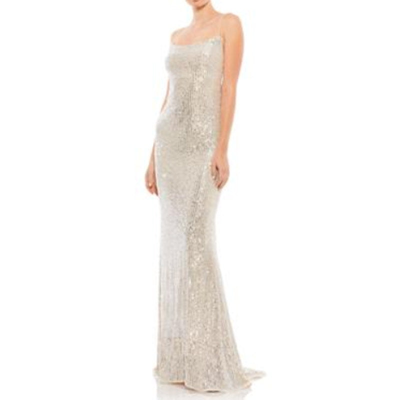 Ieena for Mac Duggal black Size 10 Evening 26269 SEQUIN LACE UP BACK GOWN New