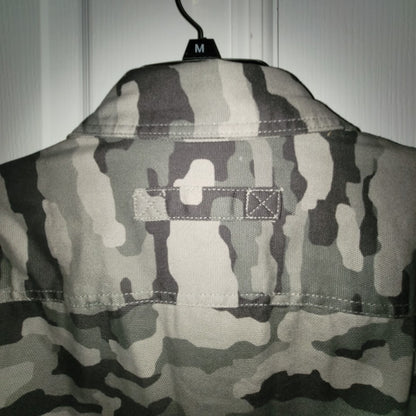Duluth Trading Co. Men's Lined Shirt Jacket Large Grey Camo Workwear Shacket