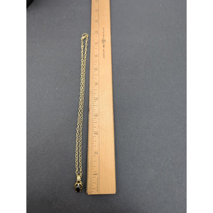 Vintage Fashion Necklace Gold-Tone Teardrop Pendant Necklace Ruby Red Stone 18"
