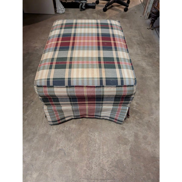 Secondhand Sandies: Woodmark Plaid Ottoman Footstool skirted Wheels