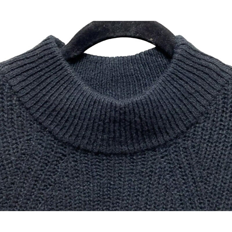 BP Black Balloon Sleeve Cable Knit Crew Neck Thermal Pullover Sweater MEDIUM new