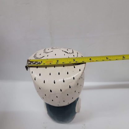 folk art owl statue lightweight two in One fledgling Parent wood painted UNIQUE
