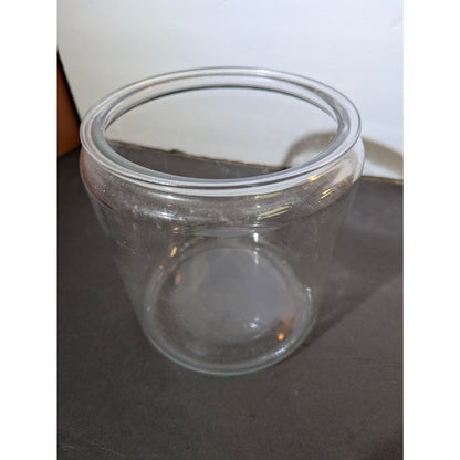 Large 8" tall cookie biscuit jar storage clear glass no lid vintage APOTHECARY