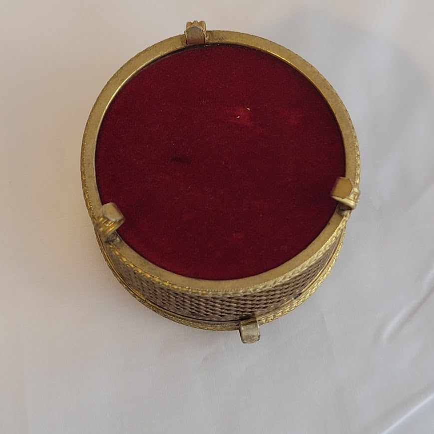 Fragonard Gold Gilded vanity french Trinket box mirrored Chest Picnicing Couple
