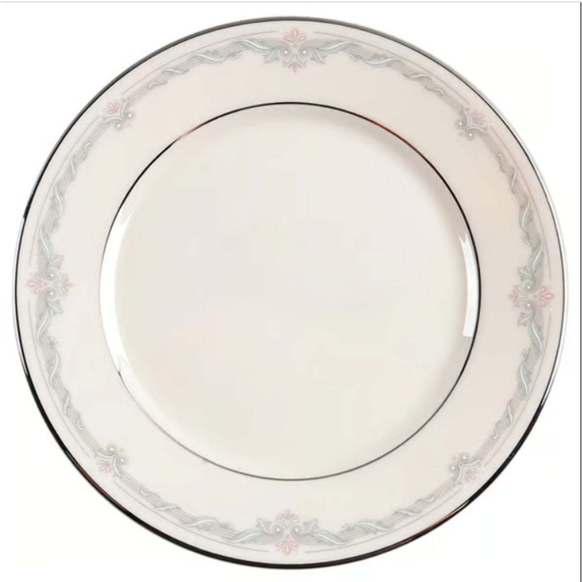 LENOX Kingston SET OF TWO SALAD PLATES Blue Platinum rim Fine china nice