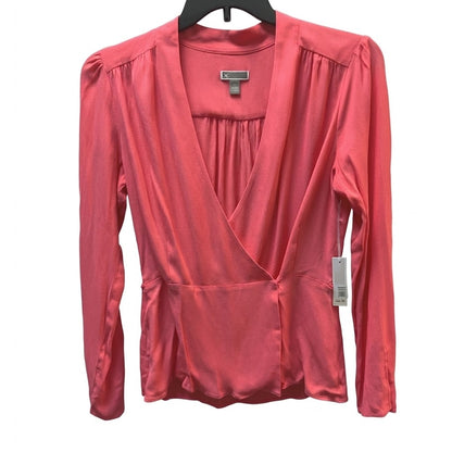 Chelsea28 Red Wrap Blouse Long Sleeve VNeck Elegant Professional Top Size Medium