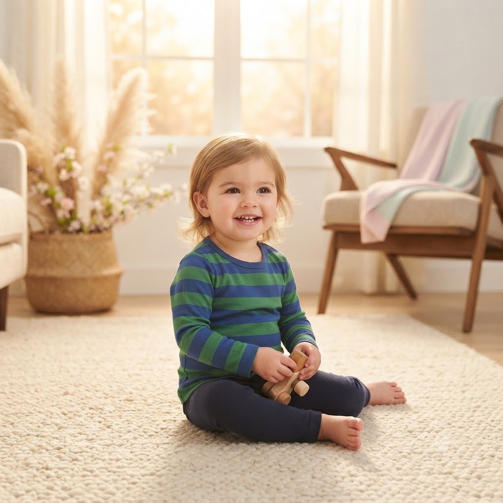 Leveret Toddler Green Blue Striped Long Sleeve Shirt Size 4 NWT