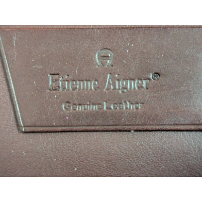 Etienne Aigner Wallet Basketweave Burgundy wine checkbook cover leather