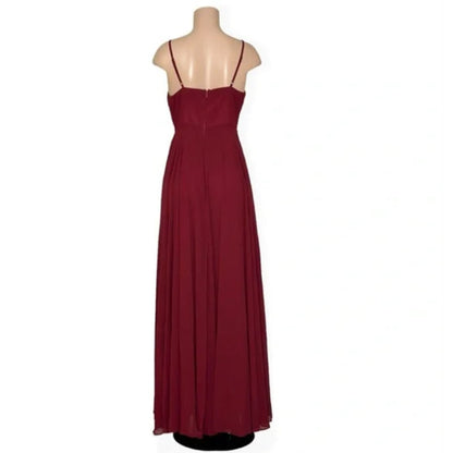 Lulu’s NEW All About Love Maxi Dress Size Medium Burgundy Wind Red flowy