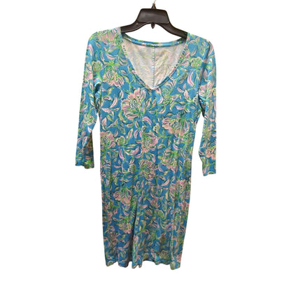 Lilly Pulitzer Tessa 3/4 sleeve V-neck t-shirt dress i"Chick Magnet" Size Small