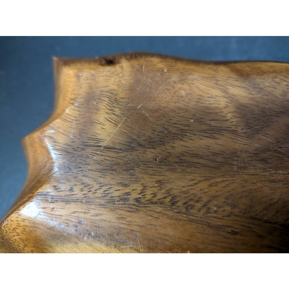 Vintage divided nut tray serving bowl Monkey Pod wood 13.5"