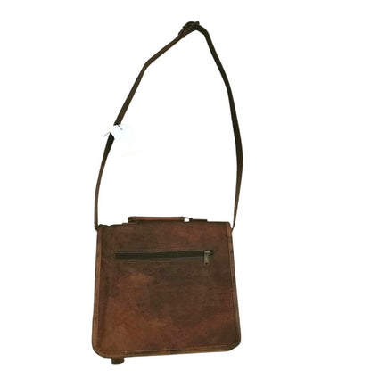 Handmade leather Purse bag crossbody camel front flap adjust top handle Satchel