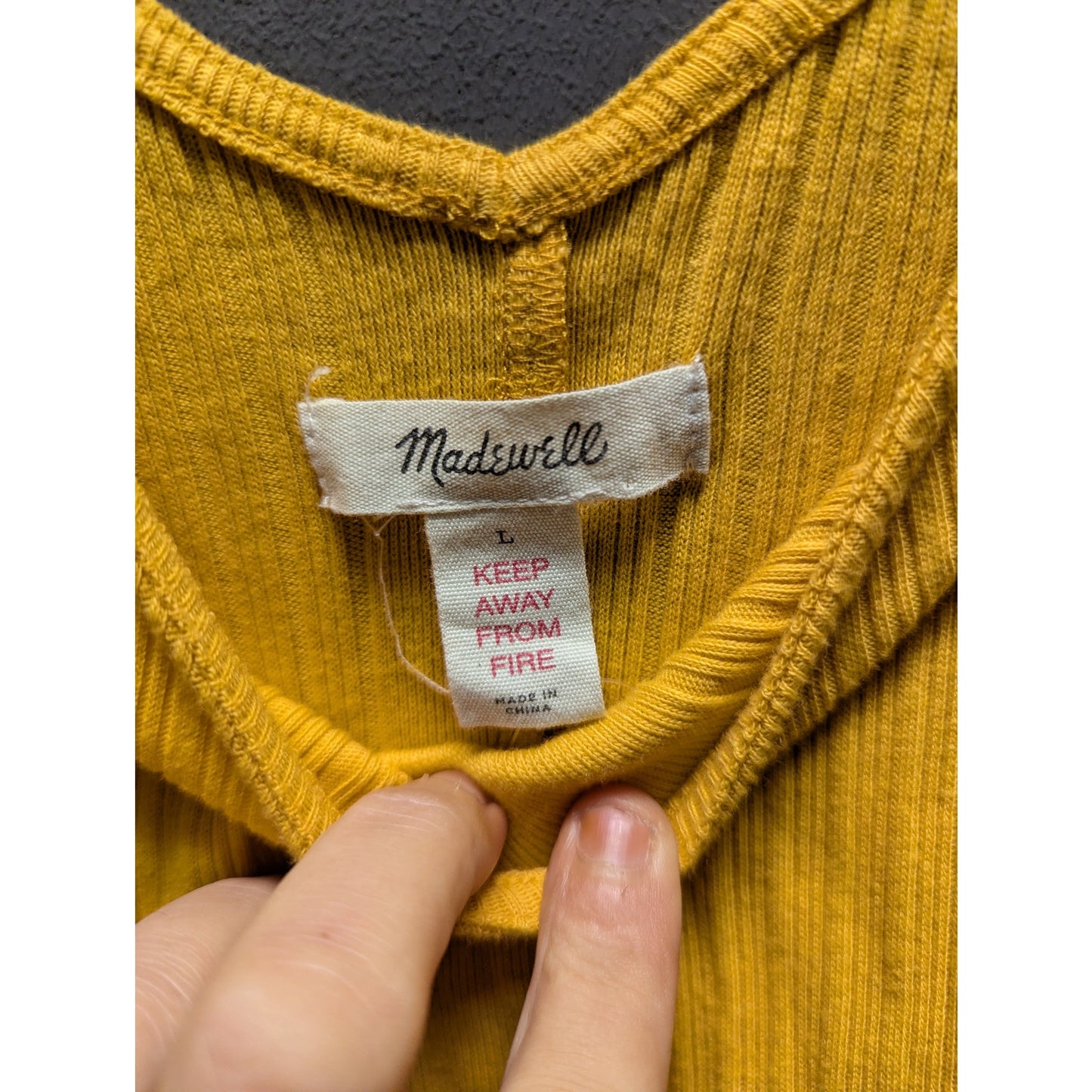 Madewell Yellow Textured Ribbed Knit Sleeveless Tank Top Large NEW layering