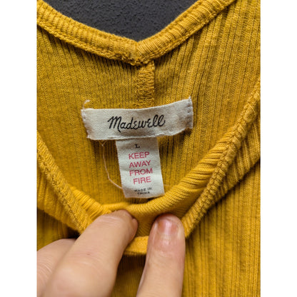 Madewell Yellow Textured Ribbed Knit Sleeveless Tank Top Large NEW layering