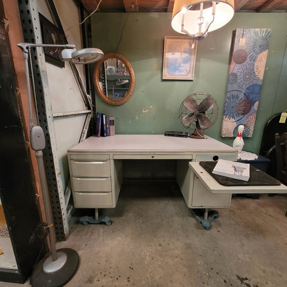 Vintage GF Mode-Maker Steel Tanker Desk Mid Century Modern Industrial Office 60s