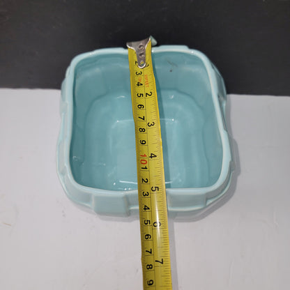 Planter basketweave BABY blue 5" x 5" square vase