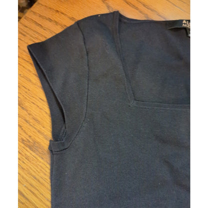 Alex Marie Black Silk Blend Square Neck Cap Sleeve Top Size Small Career