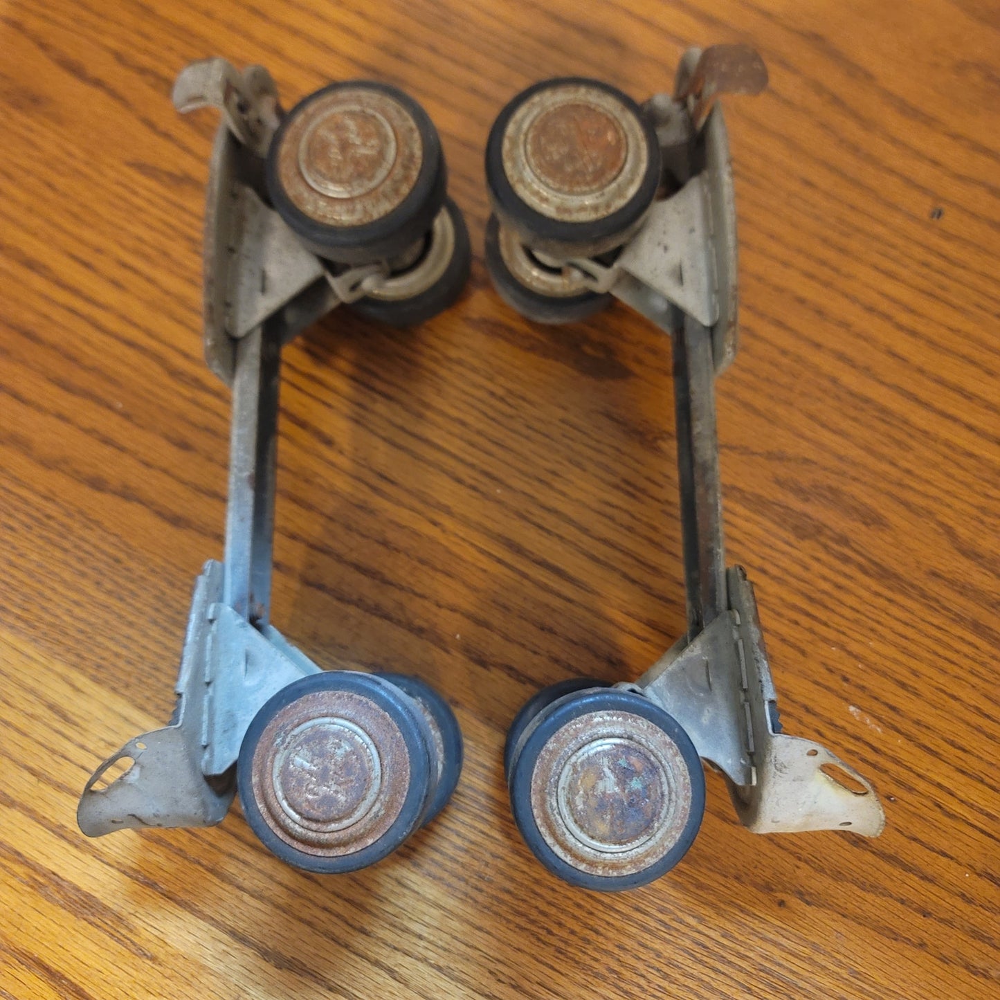 Vintage Adjustable Metal Roller Skates Antique Strap-On Pair