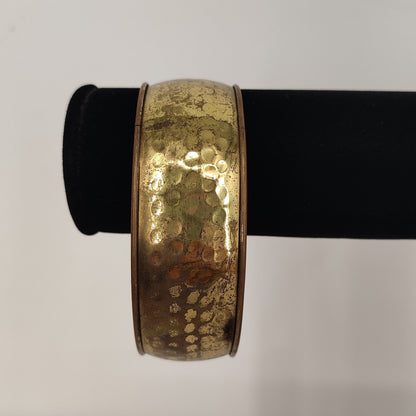 Copper bracelet hammered bangle 1" wide vintage boho statement