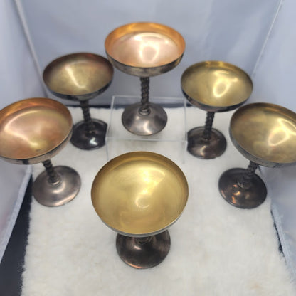 Set 6 Vintage Plator Spain Silvertone Brass Spiral Stem Baroque dark academia