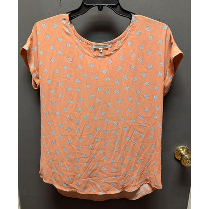 Pleione Terracotta Textured Dot Short Sleeve Blouse Size Medium NEW
