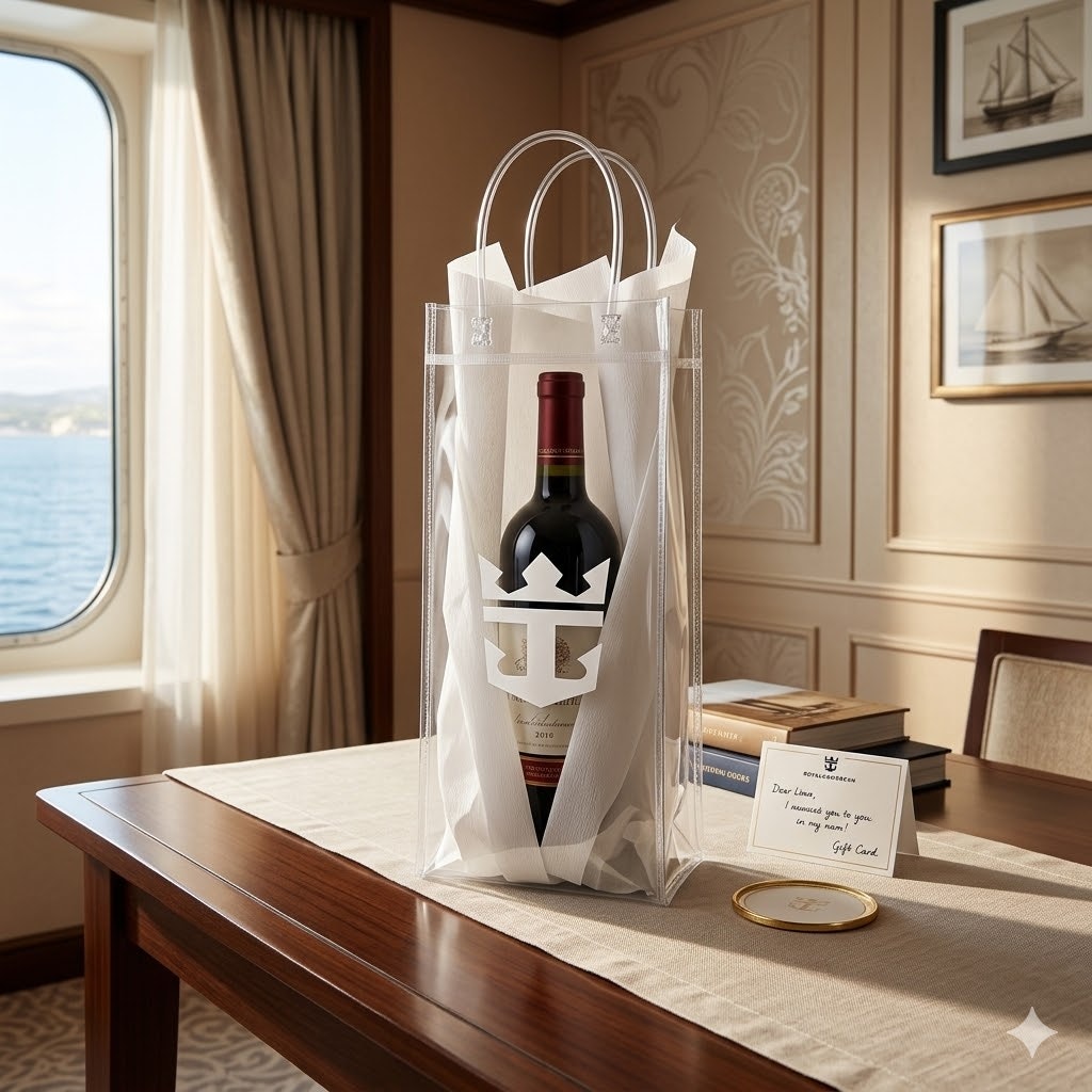 Royal Caribbean Clear Vinyl Wine Tote Gift Bag Perfect to Announce Your Sailaway