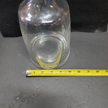 Glass tall decanter with etched fitted Glass Stopper Vintage Barware MCM liquor