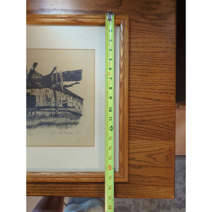 John E. Helms Jr. titled Hastings Fla. I #45/200 Oak Frame Glass Lit