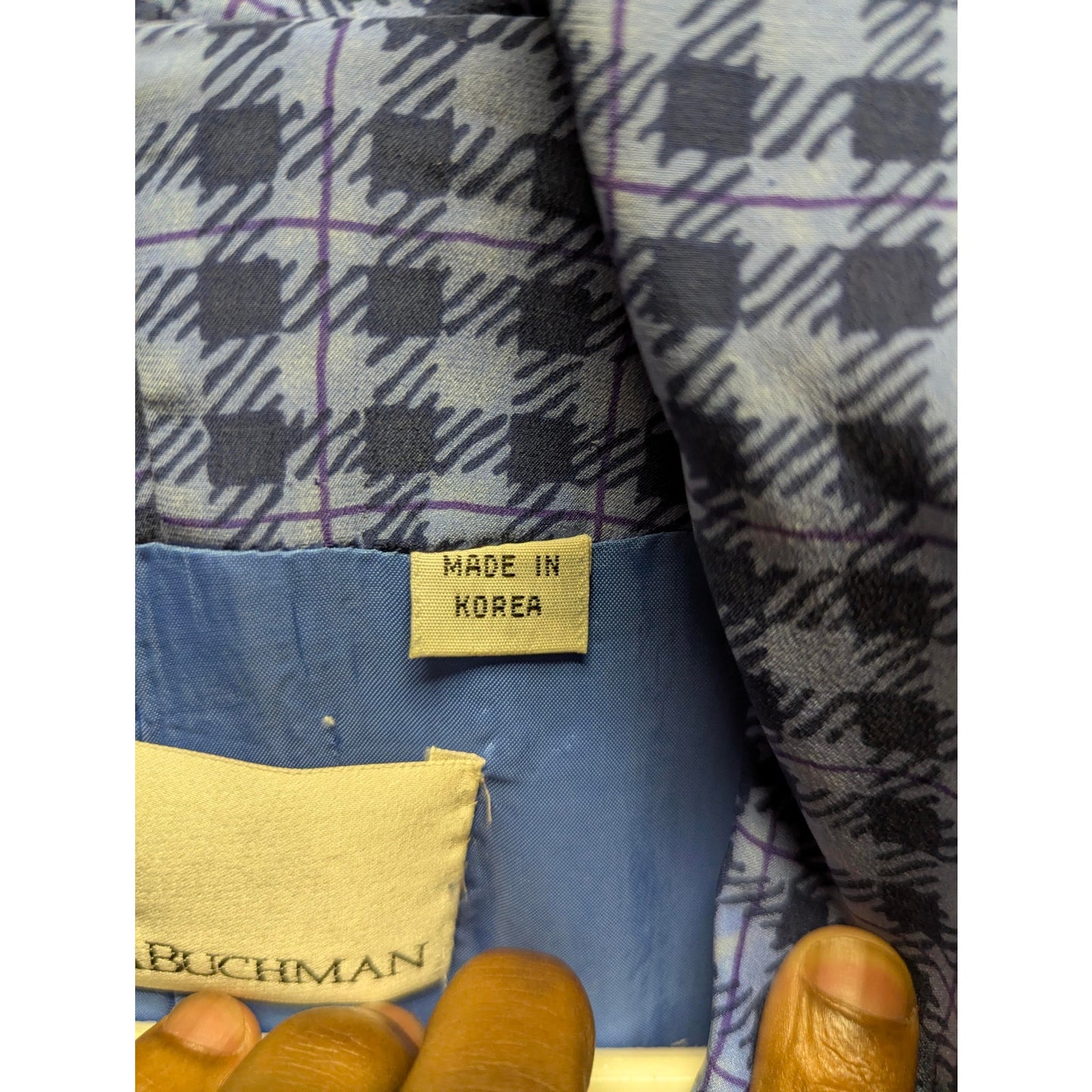 Dana Buchman Vintage Silk Blue Plaid Blazer Jacket Structured 90s Office Wear