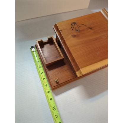 Vintage Asian Wooden Desktop Writing Slope & Organizer Vanity Box