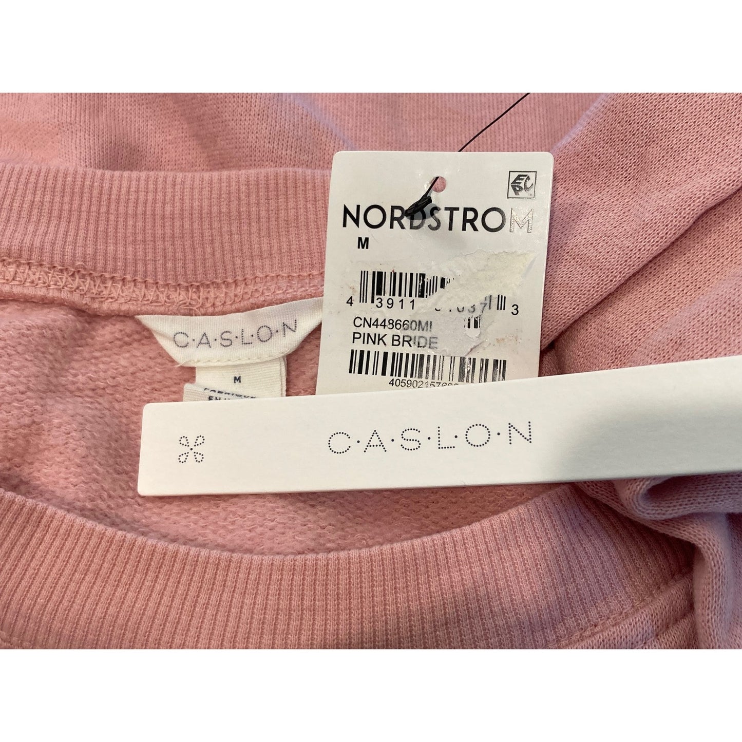 NWT Caslon Pullover Crewneck Raglan 3/4 Sleeve Sweatshirt - Pink Bride Sz Medium