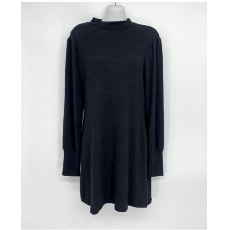 Nordstrom Abound Long Sleeve Mock Neck Knit Mini Dress Black NEW Medium