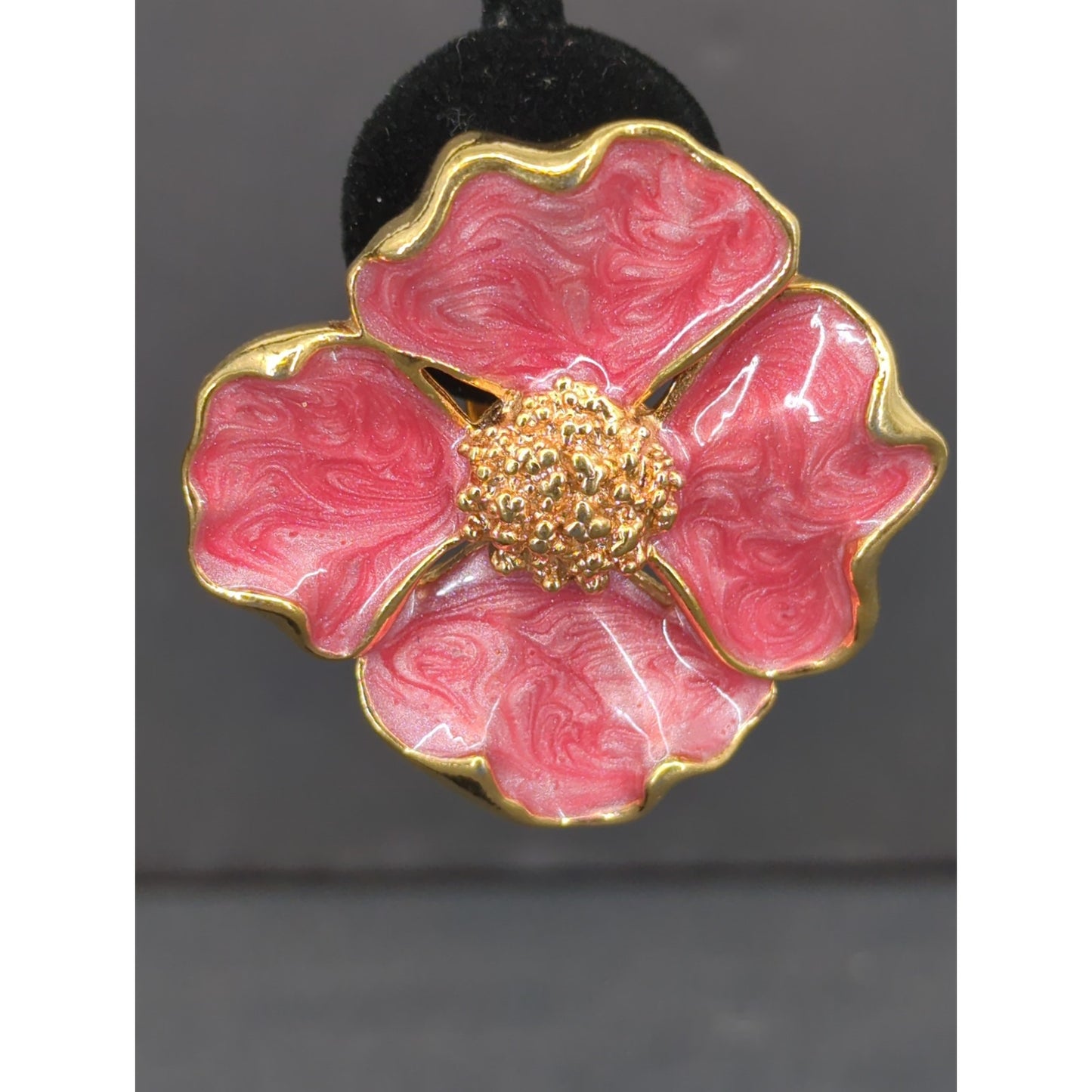 Vintage Pink Enamel Dogwood Flower Pierced Stud Earrings Retro Floral Jewelry