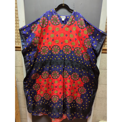 Vintage Wilnar ONE SIZE red black blue long maxi Kaftan