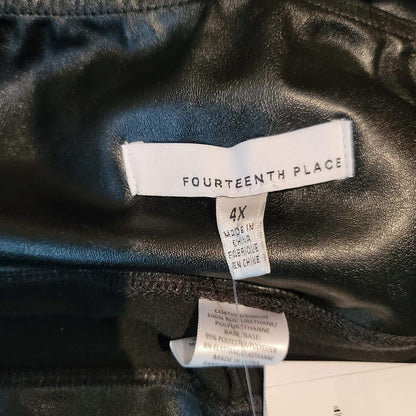 Fourteenth Place Size 4X women's plus Faux Leather Ankle Pants Black Stretch NEW