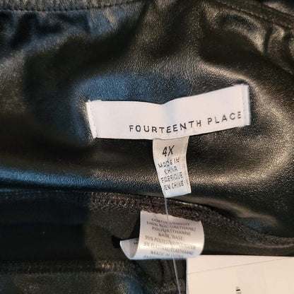 Fourteenth Place Size 4X women's plus Faux Leather Ankle Pants Black Stretch NEW