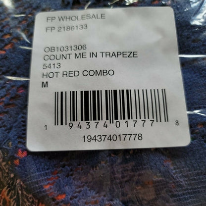 NWT Free People Count Me in Trapeze Tunic Top Medium NWT $88 Swing Hot Red Combo